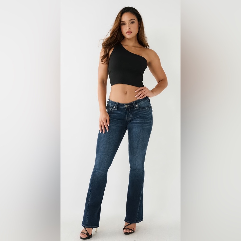 True Religion Women's Size 29 Jeans‎ Joey Big T Twist Seam Flare Flap Pocket